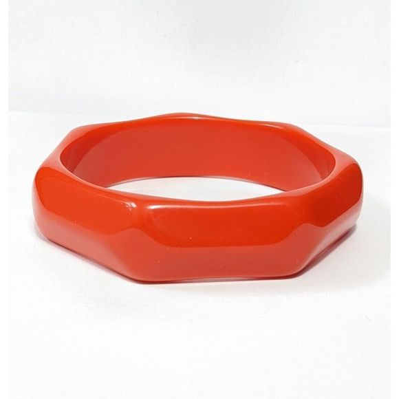 Orange Vintage Plastic Bangle Faceted bracelet retro - Picture 1 of 6